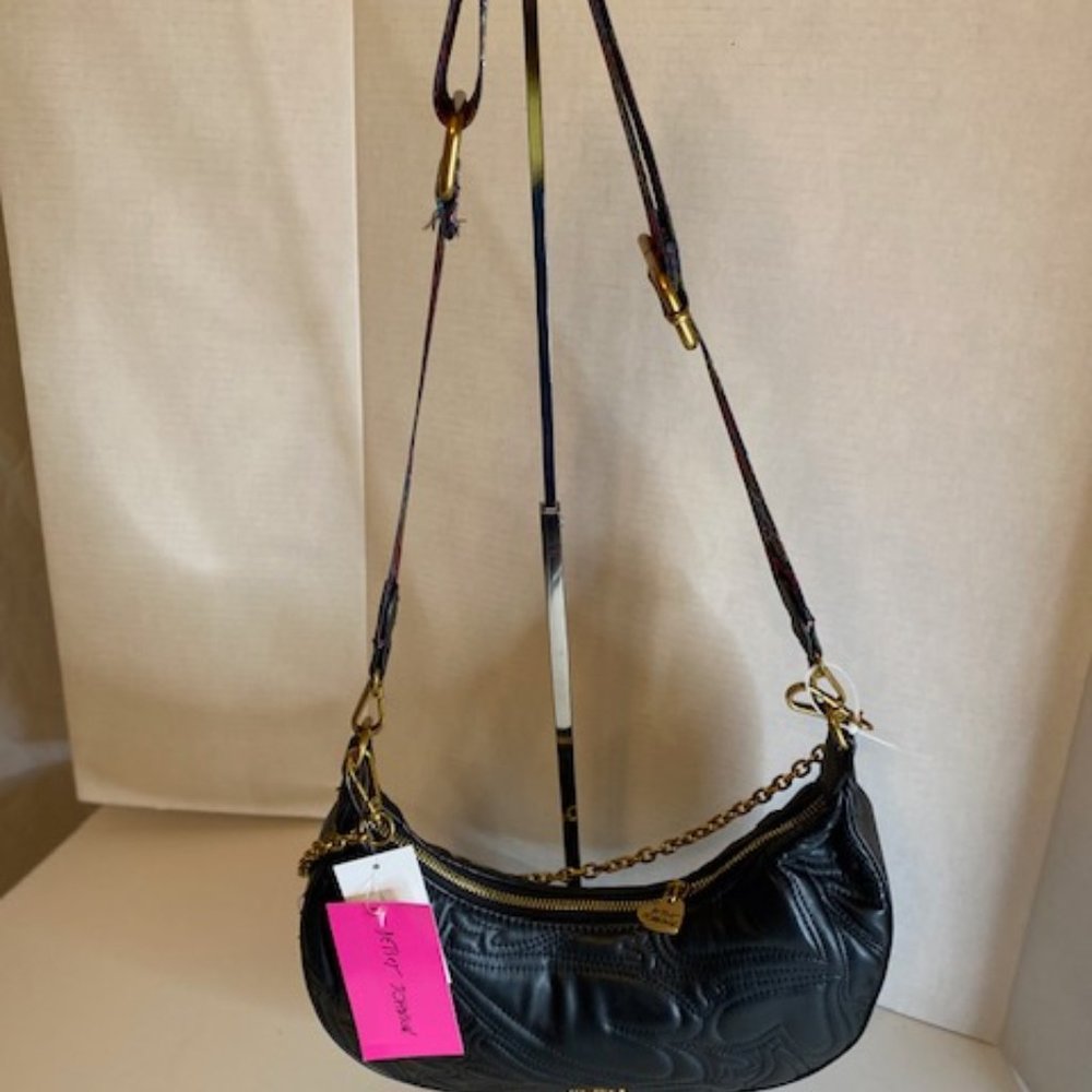 Betsey Johnson Groovy Hearts Half Moon Crossbody Bag